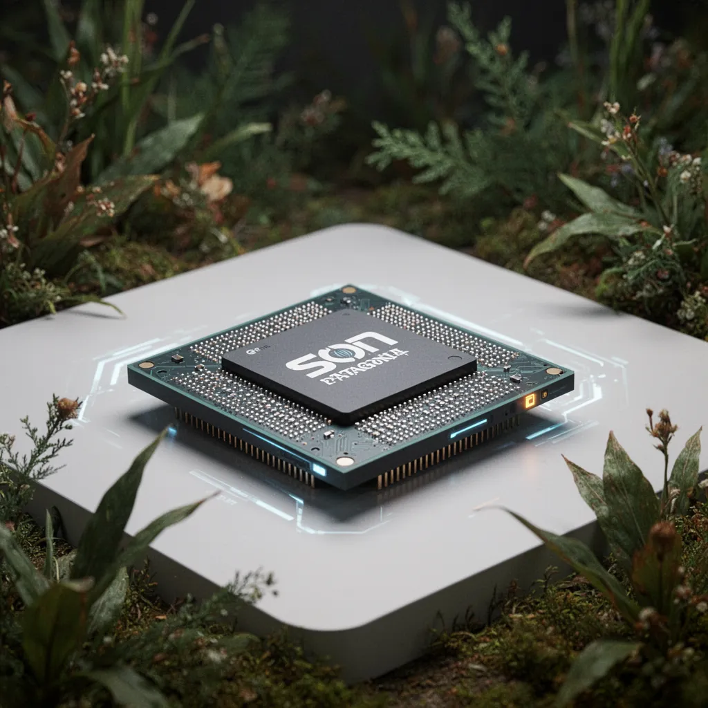 Gros plan sur un processeur posé près d'une carte mère avec des outils de montage vidéo autour